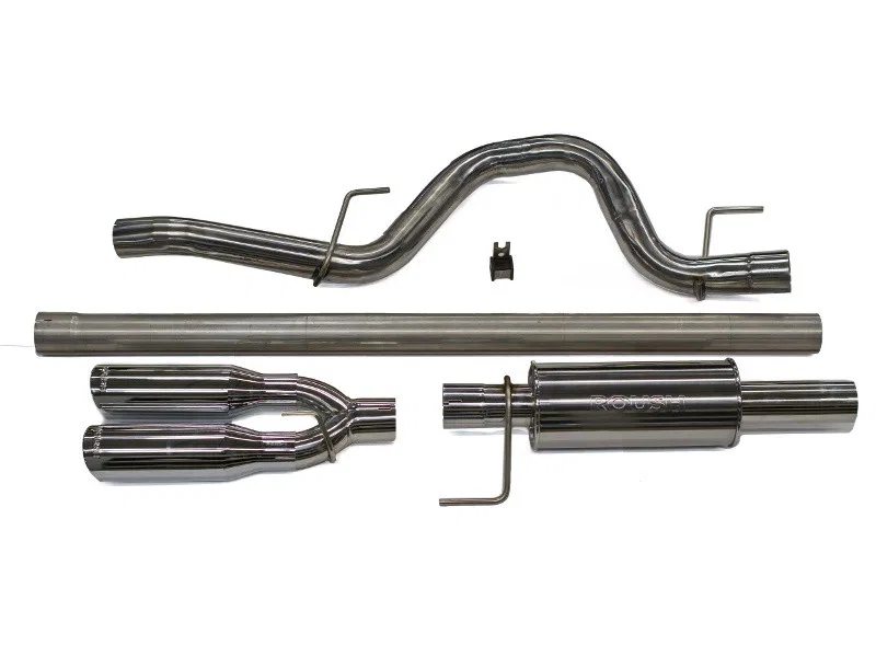 421248 – ROUSH Exhaust System Kit, 409 Stainless Steel With Muffler 3 Inch Diameter Single Exhaust Rear Exit Stainles...